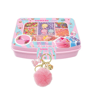 Hot Focus Sundae Slime - Critters
Pink slime kit with colorful contents and a keychain on a white background