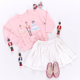 Pink Chicken, Pink Chicken Girls Organic Sweatshirt - Nutcracker - Basically Bows & Bowties