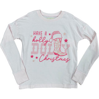 Paper Flower Have a Holly Dolly Christmas Glitter Tee