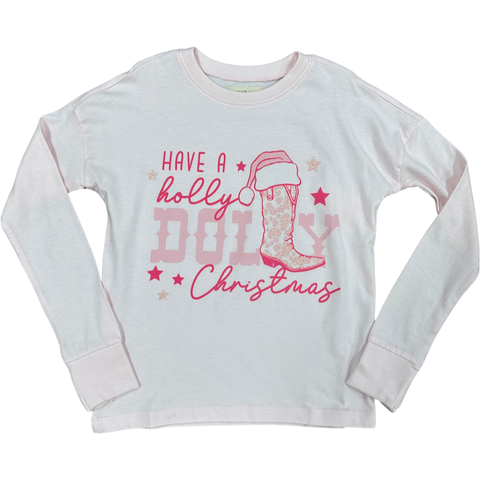 Paper Flower Have a Holly Dolly Christmas Glitter Tee