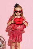 Queen of Sparkles, Queen of Sparkles KIDS Red/Silver Pleat Swing Shorts - Basically Bows & Bowties