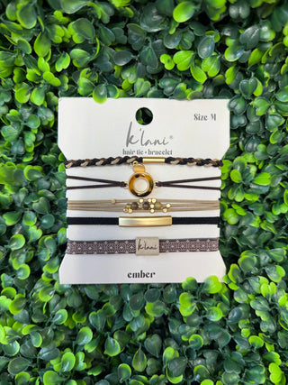 K'lani "Ember" with Tortoise Shell Ring Charm Hair Tie Bracelets