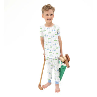 Angel Dear Short Sleeve Loungewear Set - Golf Carts Blue