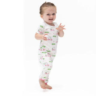 Angel Dear Short Sleeve Loungewear Set - Golf Carts Pink