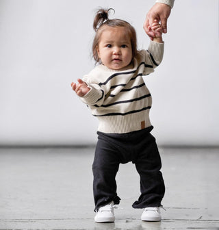 Little Bipsy Ribbed Flare Pants - Black