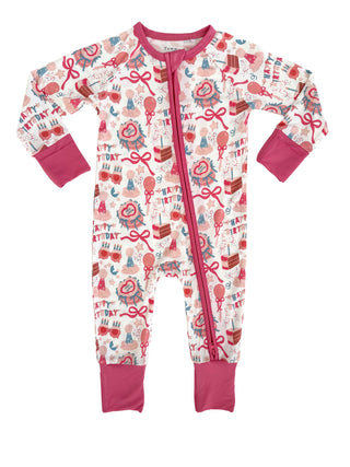 In My Jammers, In My Jammers Birthday Girl Zipper Romper - Basically Bows & Bowties