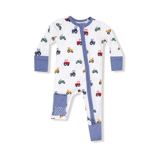 Angel Dear, Angel Dear 2 Way Zipper Romper - Mini Tractors - Basically Bows & Bowties