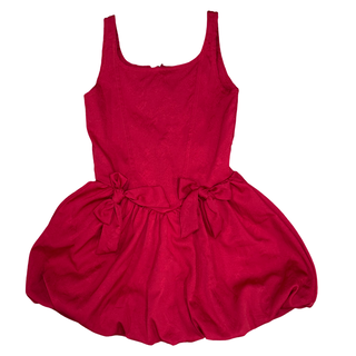 FBZ Red Floral Embossed Dress with Bows
Red dress with a bow detail on a white background