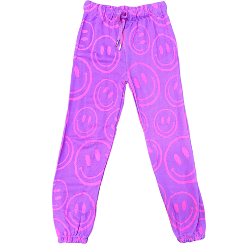 FBZ  Purple Neon Pink Smiley Pants, Flowers By Zoe, cf-size-5, cf-size-6, cf-size-6x, cf-size-medium-8-10, cf-size-small-7-8, cf-size-xlarge-12-14, cf-type-pants, cf-vendor-flowers-by-zoe, FB