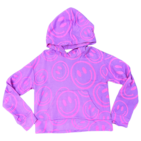FBZ Purple Neon Pink Smiley Hoodie, Flowers By Zoe, cf-size-6, cf-size-6x, cf-size-large-10-12, cf-size-medium-8-10, cf-size-small-7-8, cf-type-shirts-&-tops, cf-vendor-flowers-by-zoe, FBZ, F