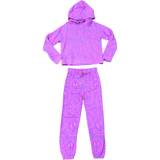 FBZ Purple Neon Pink Smiley Hoodie, Flowers By Zoe, cf-size-6, cf-size-6x, cf-size-large-10-12, cf-size-medium-8-10, cf-size-small-7-8, cf-type-shirts-&-tops, cf-vendor-flowers-by-zoe, FBZ, F