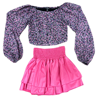 FBZ Purple Floral Chiffon Top, Flowers By Zoe, cf-size-large-10-12, cf-size-medium-8-10, cf-size-small-7-8, cf-size-xlarge-12-14, cf-type-shirts-&-tops, cf-vendor-flowers-by-zoe, FBZ, Flowers