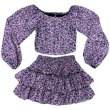 FBZ Purple Floral Chiffon Skirt, Flowers By Zoe, cf-size-large-10-12, cf-size-medium-8-10, cf-size-small-7-8, cf-size-xlarge-12-14, cf-type-skirts, cf-vendor-flowers-by-zoe, Chiffon Skirt, FB