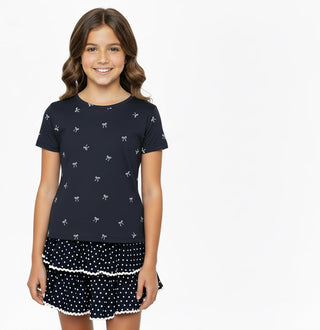Flowers By Zoe, FBZ Black with White Bows Boxy Tee, Shirts & Tops - Basically Bows & Bowties