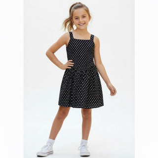 Flowers By Zoe, FBZ Black & White Polka Dot Sleeveless Dress, Dresses - Basically Bows & Bowties