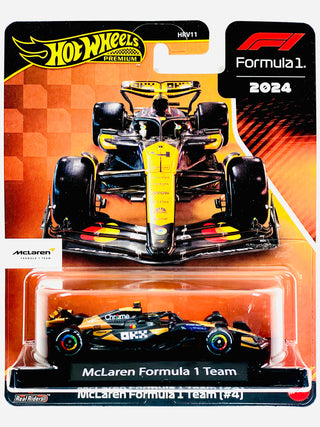 McLaren Formula 1 Team #4
Mattel Hot Wheels 2024 Formula 1 Race Team 
Hot Wheels McLaren Formula 1 Team car model in packaging with F1 branding