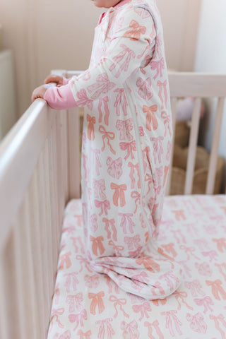 In My Jammers Spring Floral Bow Crib Sheet