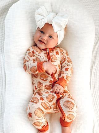 In My Jammers S'Mores Zipper Romper, In My Jammers, Bamboo, Bamboo Pajamas, cf-size-0-3-months, cf-size-12-18-months, cf-size-18-24-months, cf-size-2t, cf-size-3-6-months, cf-size-6-9-months,
