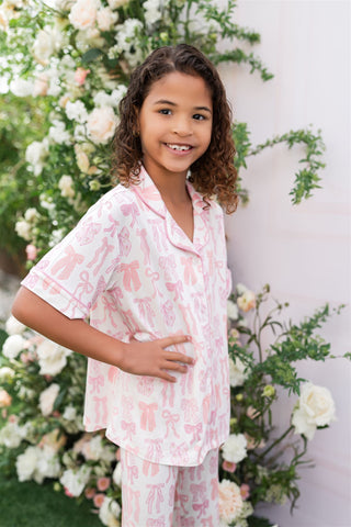 In My Jammers Spring Floral Bow Button Up Flare Set