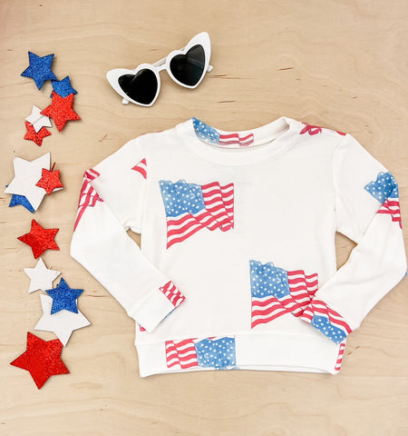 Brokedown Clothing Kid's American Flag Sweatshirt, Brokedown Clothing, 4th of July, 4th of July Shirt, American Flag, Brokedown Clothing, cf-size-12-months, cf-type-sweatshirt, cf-vendor-brok