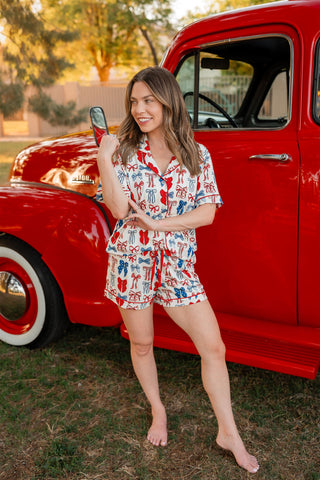 In My Jammers Red White & Blue Bows Women's Set