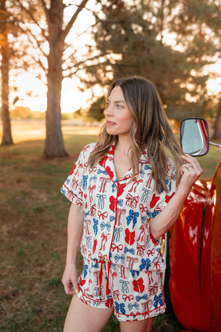 In My Jammers Red White & Blue Bows Women's Set