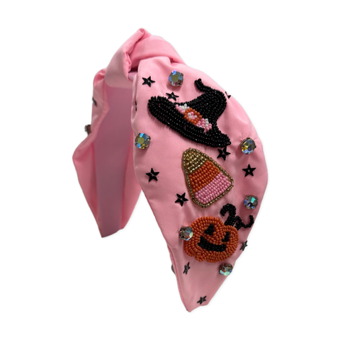 Pink Rhinestone Halloween Knot Headband, Basically Bows & Bowties, cf-type-headband, cf-vendor-basically-bows-&-bowties, Halloween, Halloween Headband, Headband, Rhinestone Headband, Headband