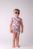 In My Jammers Blue Checkered S/S 2pc PJ Set w/Shorts, In My Jammers, 4th of July, Bamboo, Bamboo Pajamas, Blue Checkered, Fourth of July, In My Jammers, Jammers, Pajamas, Patriotic, Pajamas -