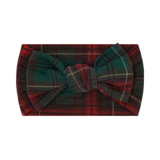In My Jammers Holiday Heritage Plaid headband with a plaid bow, perfect for festive accessories and holiday styling.