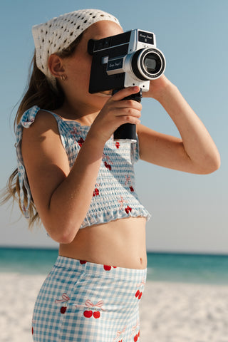In My Jammers smocked flare set for kids, featuring a cute Little Cherry print with comfortable, stylish outfit set design.