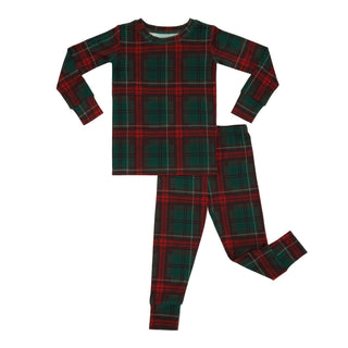In My Jammers holiday heritage plaid pajama set with a two-piece design, featuring festive red and green plaid fabric.