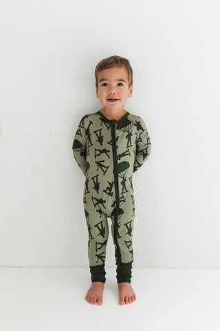 In My Jammers Zipper Romper - Army Men