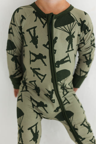 In My Jammers Zipper Romper - Army Men