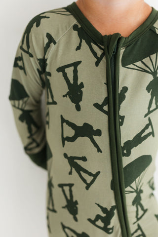 In My Jammers Zipper Romper - Army Men