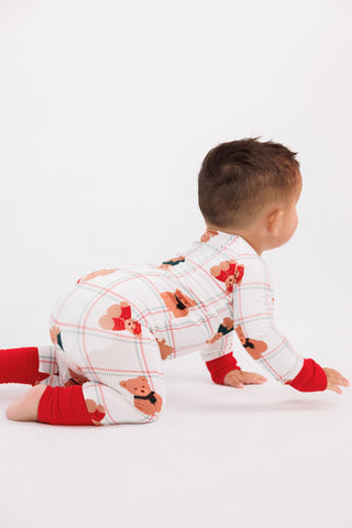 In My Jammers cozy Christmas bears zipper romper pajamas for women, featuring festive bear print and soft, comfortable fabric.