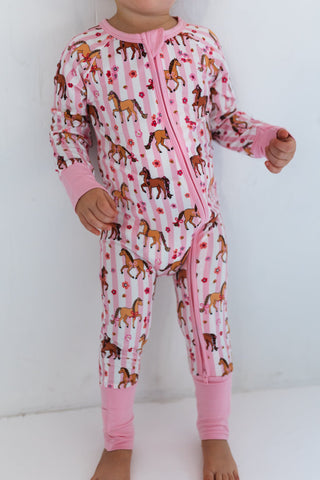 In My Jammers Zipper Romper - Pink Pony