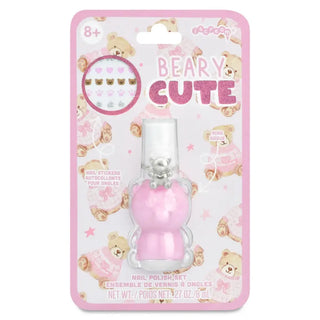 Iscream Beary Cute Nail Polish & Ring Set
Pink nail polish bottle with bear design on packaging labeled 'Beary Cute' on a white background.