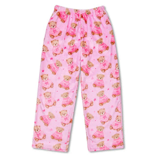Iscream Beary Cute Plush Pants
Pink pajama pants with teddy bear pattern on a white background