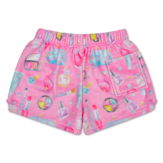Iscream Beauty Fun Plush Shorts
Pink children's shorts with makeup pattern on a white background