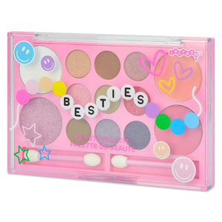 Iscream Besties Beauty Palette
Makeup palette with colorful shades and 'BESTIES' text on a pink background