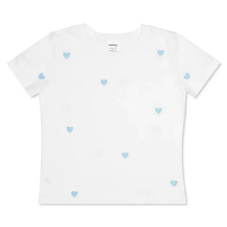 Iscream Blue Hearts T-Shirt
White t-shirt with small blue hearts on a white background