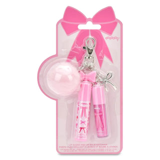 Iscream Bow Lip Gloss & Lip Balm Key Chain Set