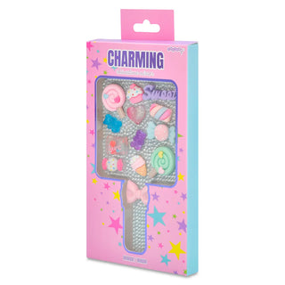 Iscream Charming Rhinestone Mirror
Packaged toy with colorful charms and a brush, branded 'Charming', on a white background.