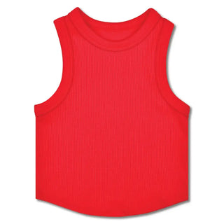 Iscream Cropped Ribbed Racerback Tank Top - Cherry Red
Red sleeveless shirt on a white background