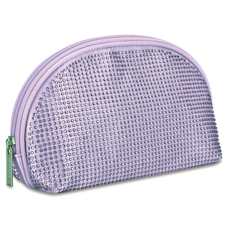 Iscream Crystal Oval Cosmetic Bag - Lavender
Purple beaded pouch with a green zipper on a white background