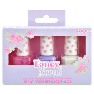 Iscream Fancy Floral Nail Polish Set
Packaged set of three nail polishes with floral design on packaging