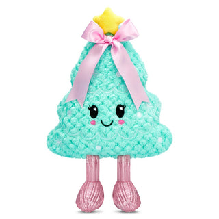 Iscream Fancy Trees Mini Plush Toy tree with a star on top and pink bow, on a white background