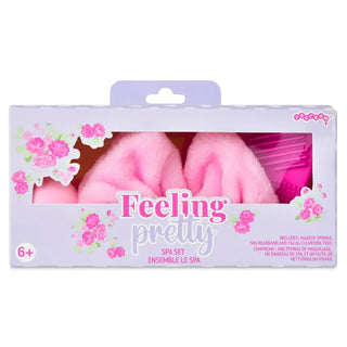 Iscream Feeling Pretty Spa Set
Toy spa set packaging with pink towels and floral design on a white background