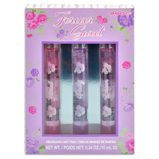 Iscream Forever Floral Fragrance Trio
Three fragrance mist bottles in a decorative box with 'Forever Sweet' branding on a white background.