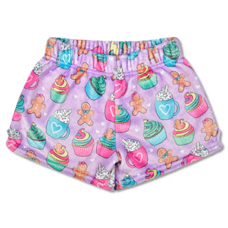 Iscream Gingerbread Cafe Plush Shorts
Shorts with a colorful cupcake and cookie pattern on a purple background